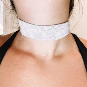 Sparkly silver blue choker